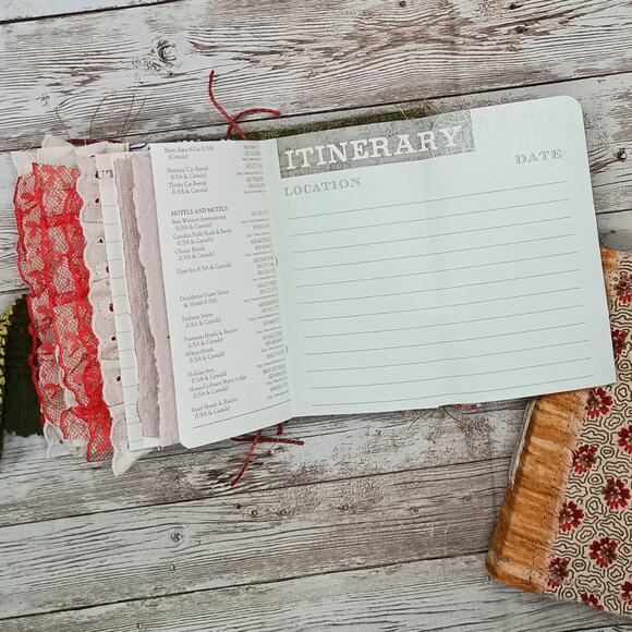 Small Red Floral Junk Journals, Handmade Recycled Journals, Chunky Junk Journals - Picture 15 of 16